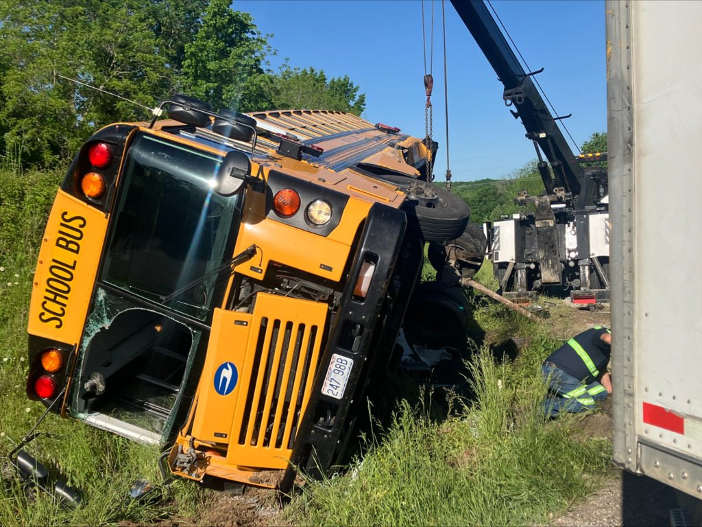 Miller school bus involved in crash with semi near Halltown - KOLR - OzarksFirst.com